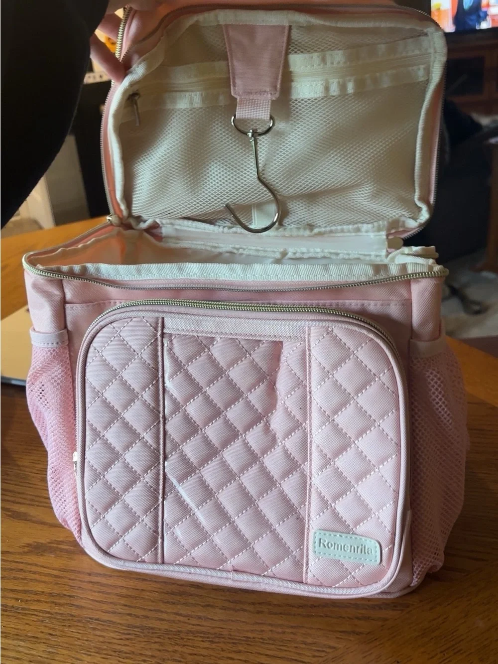 Romenrita Quilted Pink Makeup/Travel Bag